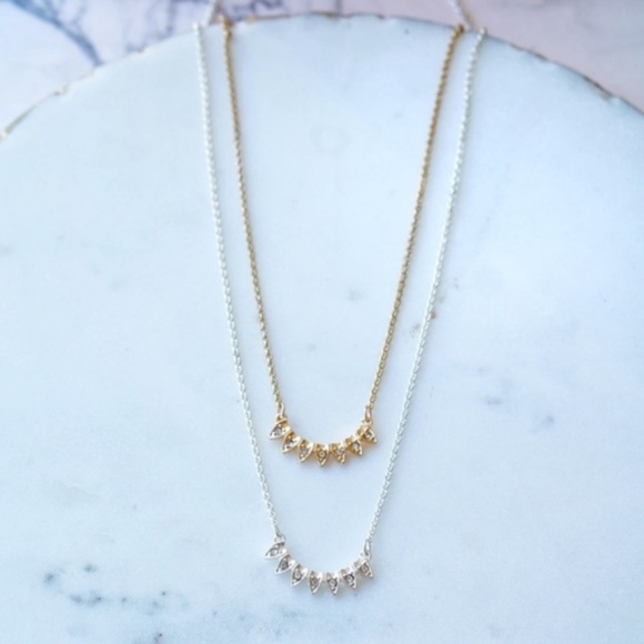 Stella & Dot | NWT Delicate Dainty Silver + Rhinestone Aurora Necklace R… - Picture 5 of 9